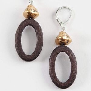 j.jill Artisanal Wood Oval Earrings NEW
